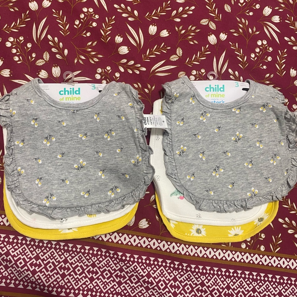 Child of Mine Baby Bib Set - Gray, White, Yellow